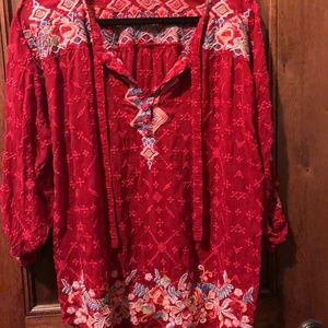 Johnny Was red blouse medium